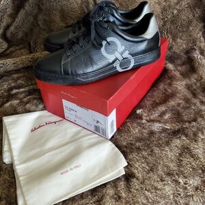 Salvatore Ferragamo Men's Gray and Black Sneakers